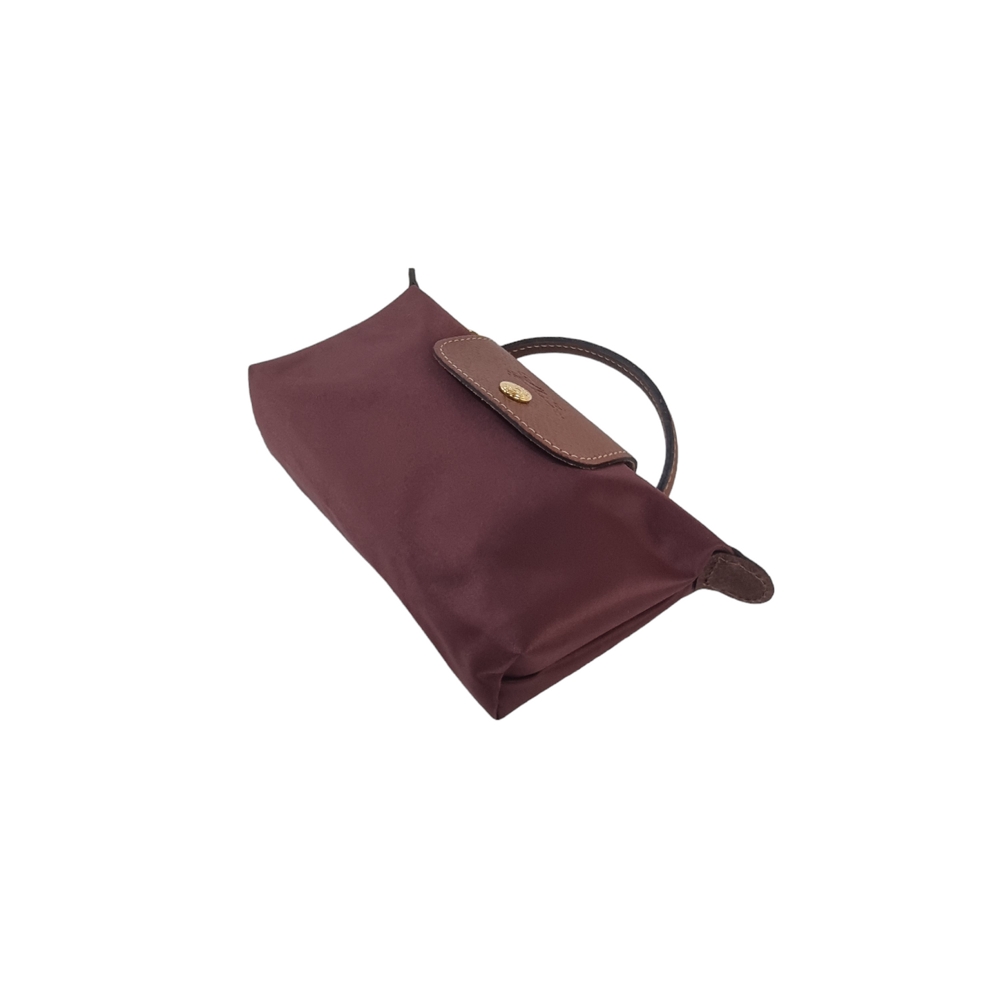 Longchamp Le Pliage Original Recycled Canvas Pouch W/Handle Ghw (Burgundy)