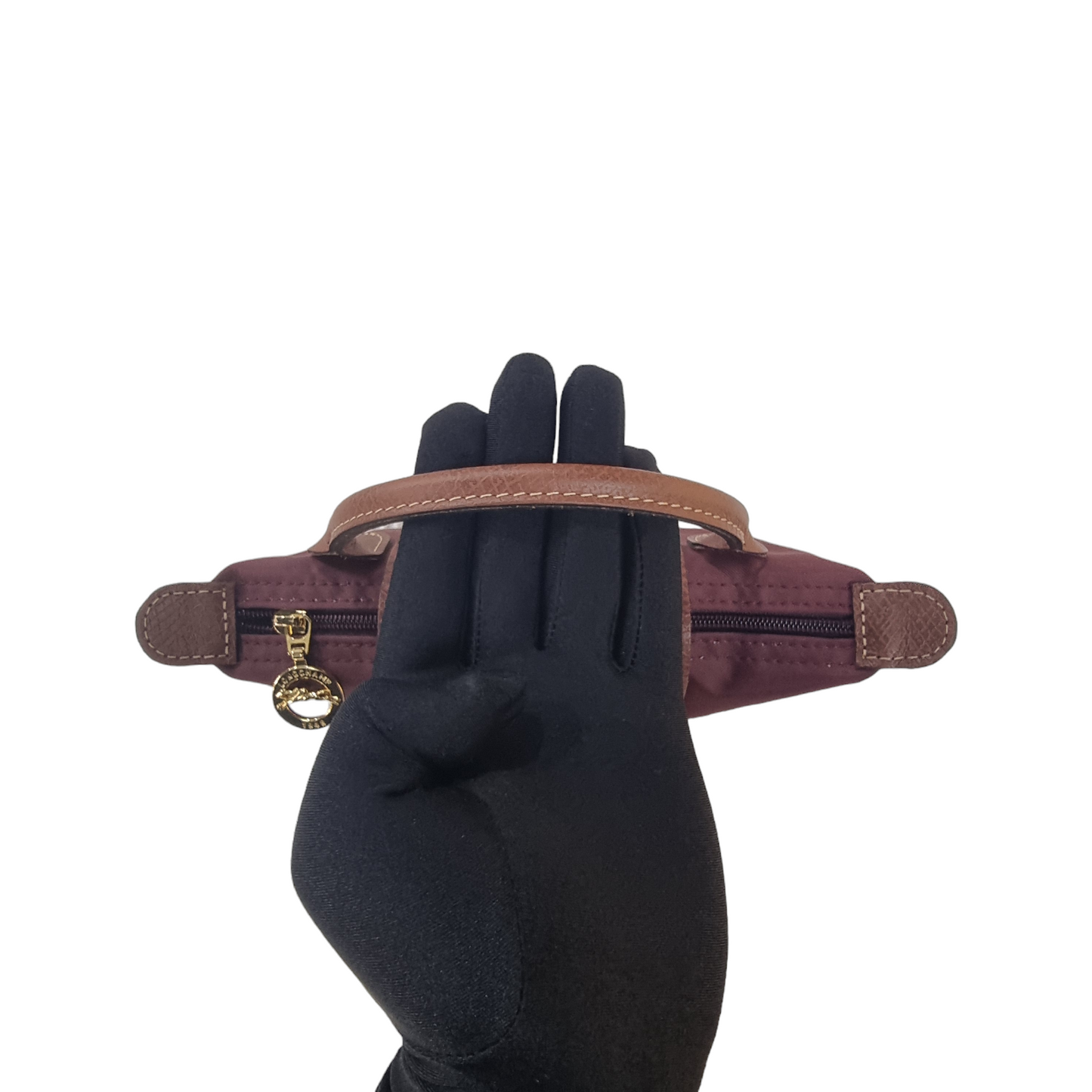 Longchamp Le Pliage Original Recycled Canvas Pouch W/Handle Ghw (Burgundy)