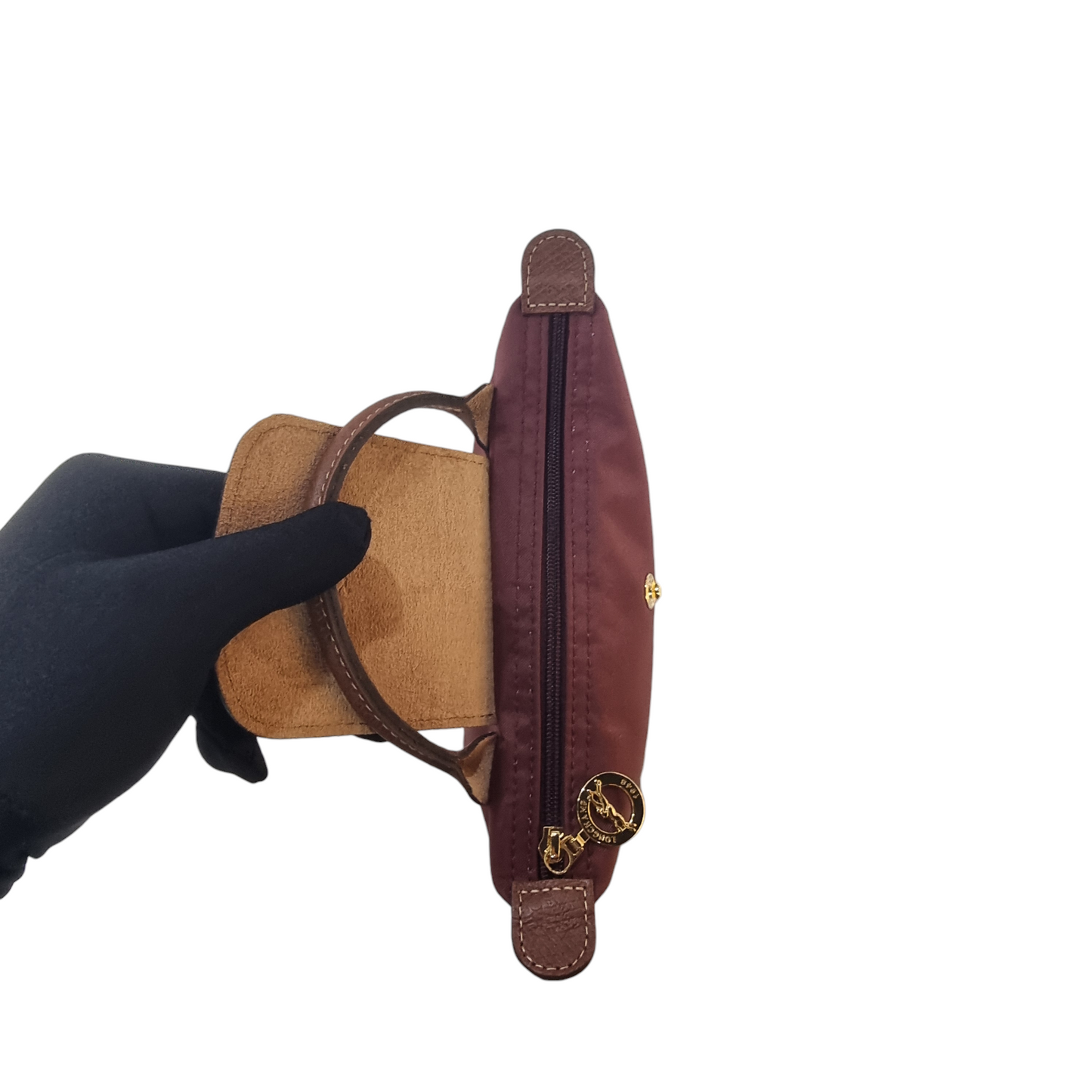 Longchamp Le Pliage Original Recycled Canvas Pouch W/Handle Ghw (Burgundy)