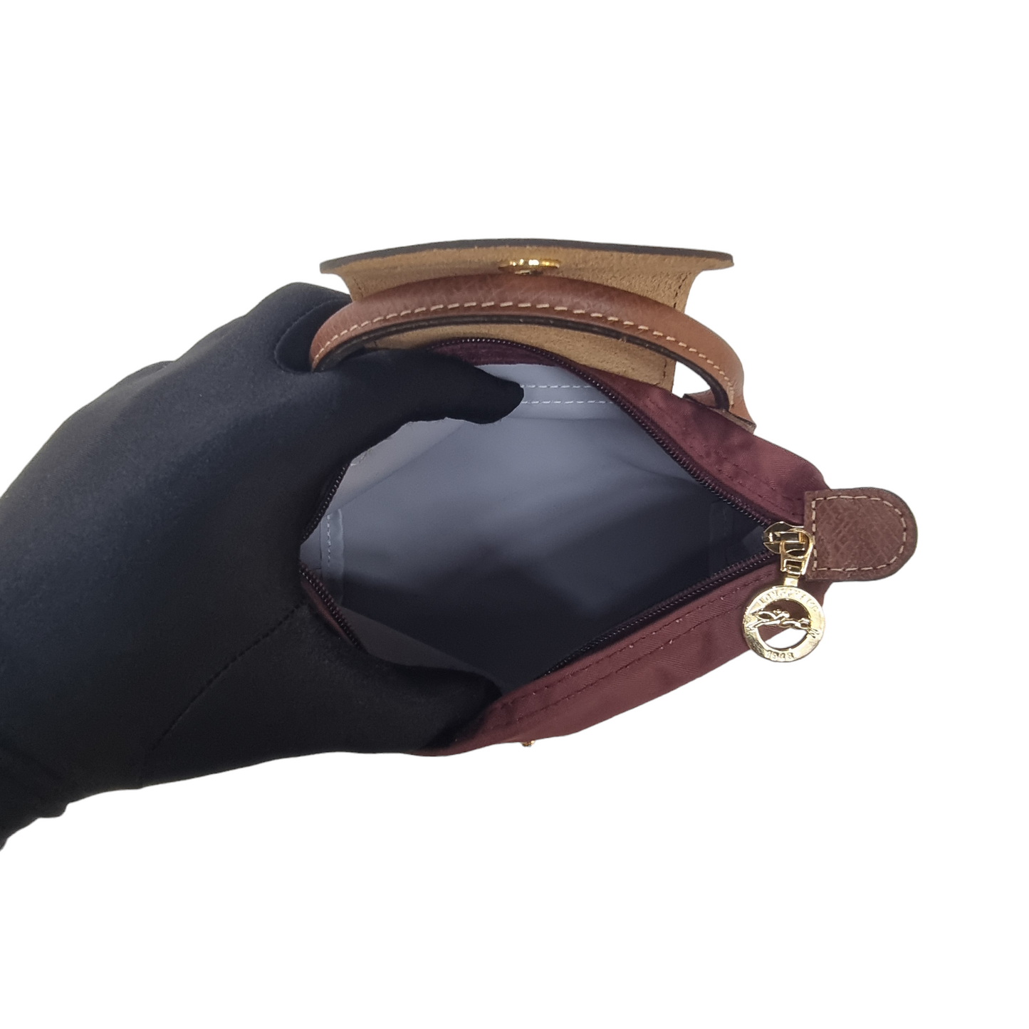 Longchamp Le Pliage Original Recycled Canvas Pouch W/Handle Ghw (Burgundy)