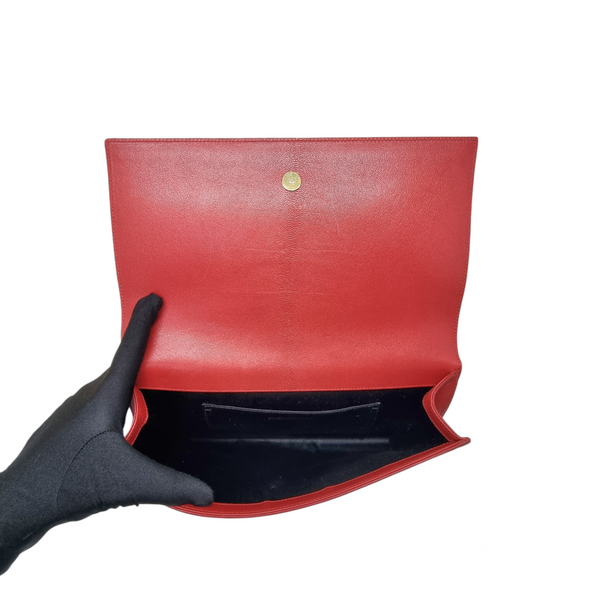 YSL Clutch Belle Du Jour Large Leather (Red)