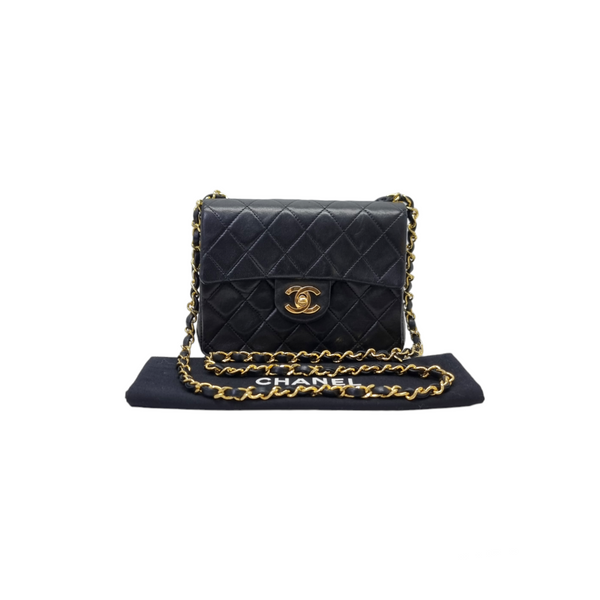 Chanel Classic Mini Flap Lambskin Ghw (Black)