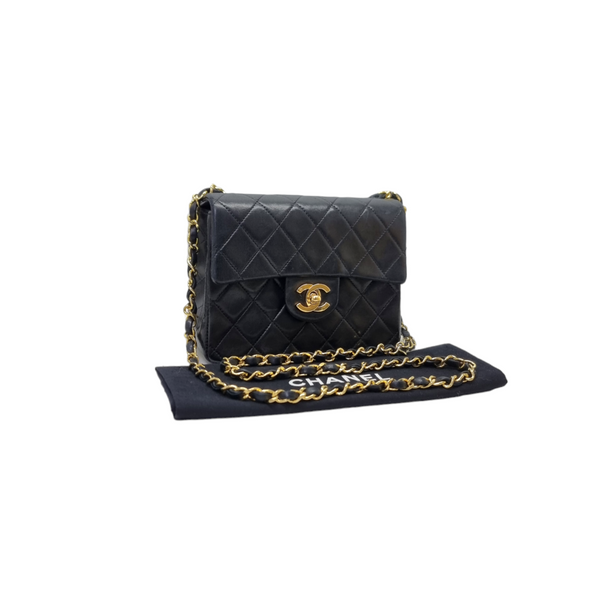 Chanel Classic Mini Flap Lambskin Ghw (Black)