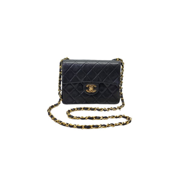 Chanel Classic Mini Flap Lambskin Ghw (Black)