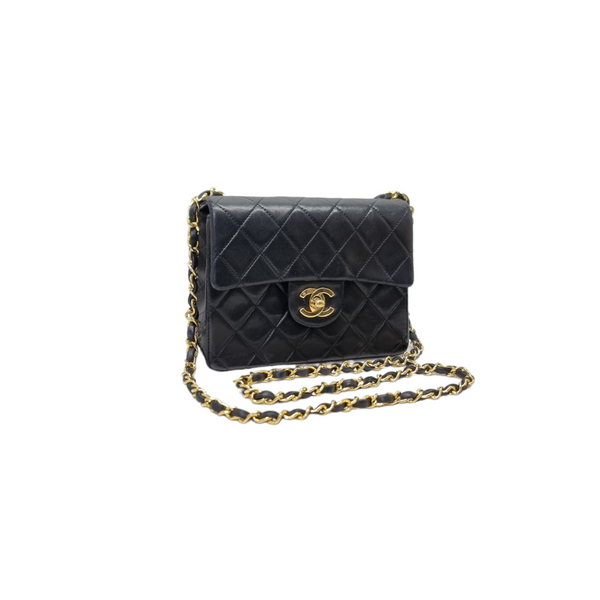 Chanel Classic Mini Flap Lambskin Ghw (Black)