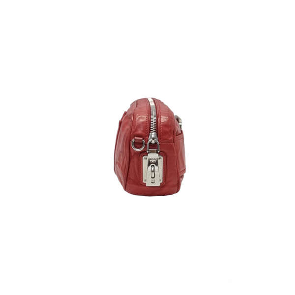 Prada BP0452 Vintage Nappa Calfskin Leather Crossbody Bag Shw (Red)