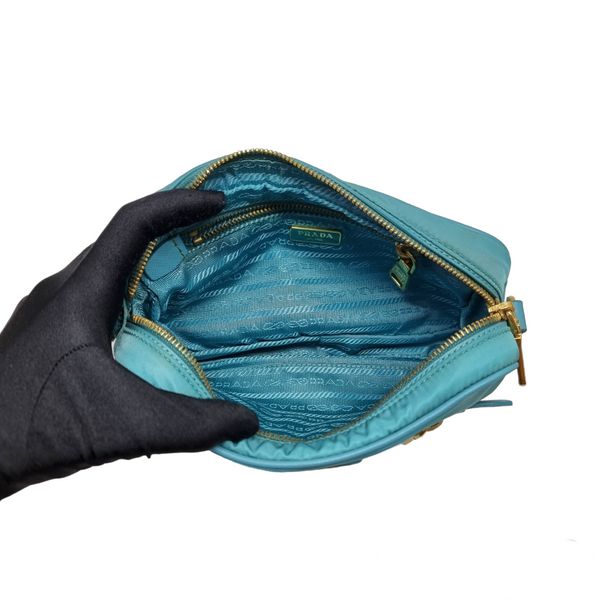 Prada BT0773 Nylon Sling Bag Ghw (Turquoise)