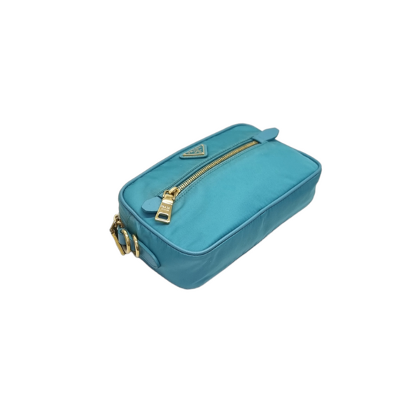 Prada BT0773 Nylon Sling Bag Ghw (Turquoise)