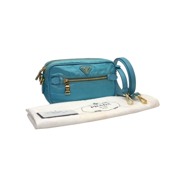 Prada BT0773 Nylon Sling Bag Ghw (Turquoise)