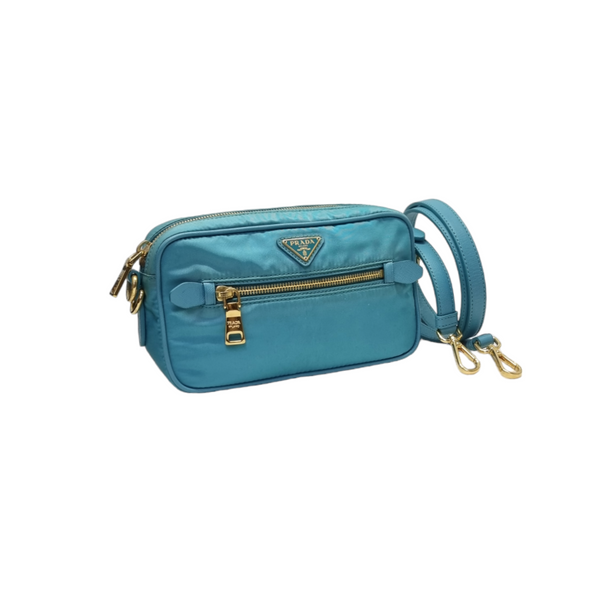 Prada BT0773 Nylon Sling Bag Ghw (Turquoise)