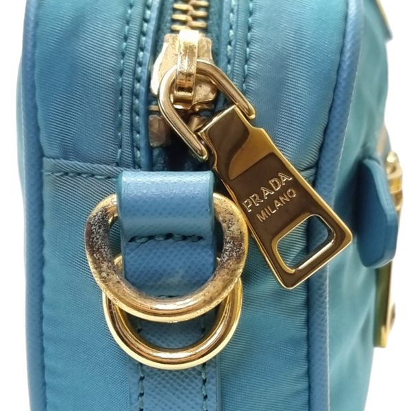 Prada BT0773 Nylon Sling Bag Ghw (Turquoise)