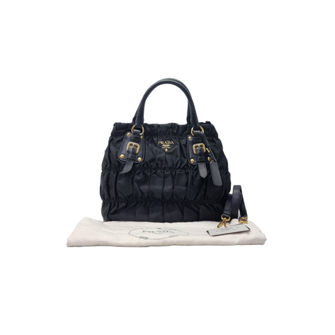 Prada BN1792 Nylon Gaufre Tote Ghw (Black)