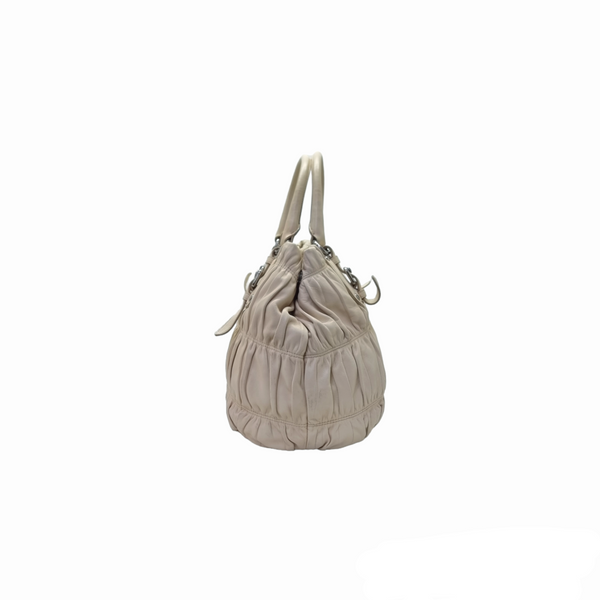 Prada BN1789 Gaufre Leather Tote Shw (Ecru/Beige)