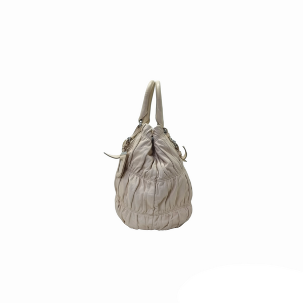 Prada BN1789 Gaufre Leather Tote Shw (Ecru/Beige)