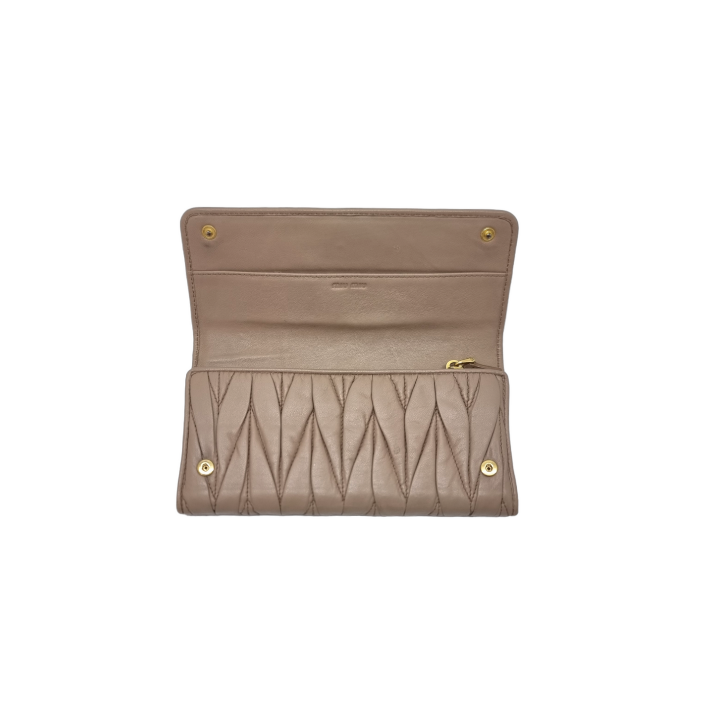 Miu Miu Matelasse Wallet Ghw (Beige)