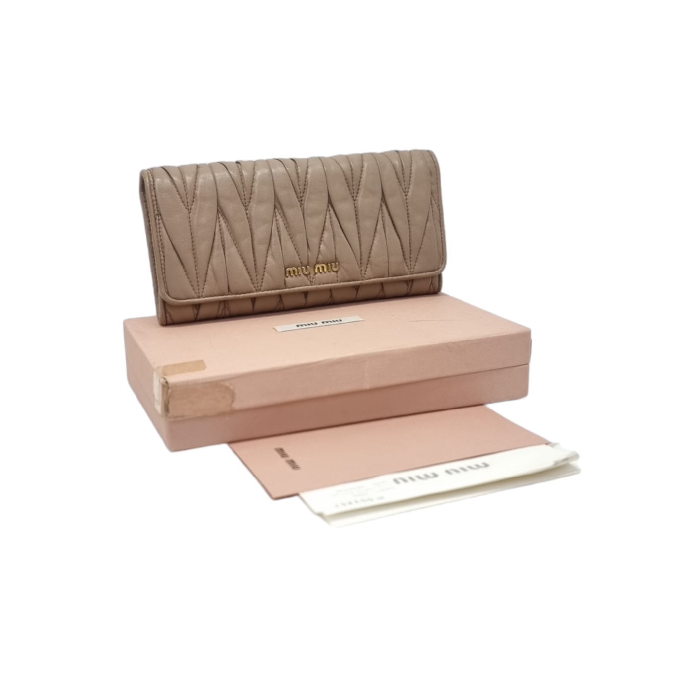 Miu Miu Matelasse Wallet Ghw (Beige)
