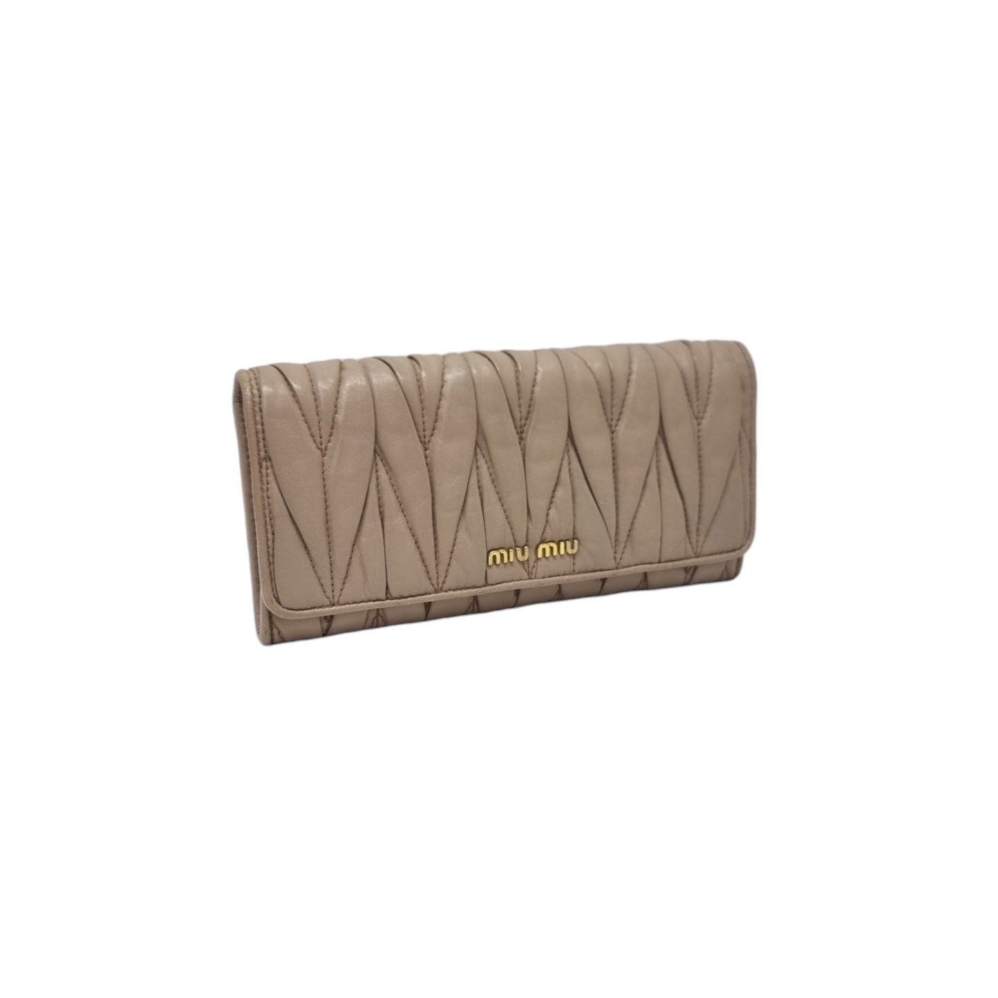 Miu Miu Matelasse Wallet Ghw (Beige)