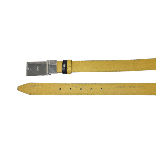 Fendi Vitello Elite Havana Monster Leather Reversible Belt Shw (Black/Yellow)