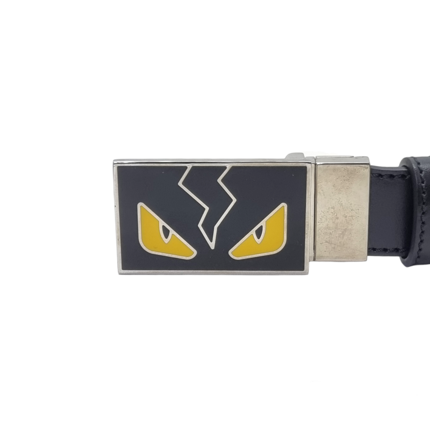 Fendi Vitello Elite Havana Monster Leather Reversible Belt Shw (Black/Yellow)
