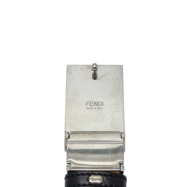 Fendi Vitello Elite Havana Monster Leather Reversible Belt Shw (Black/Yellow)