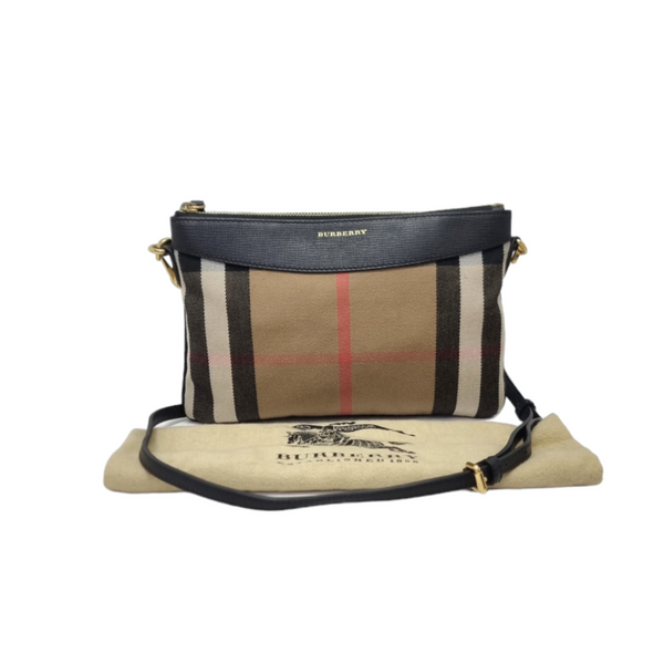 Burberry Peyton House Check Canvas Crossbody Ghw (Black)