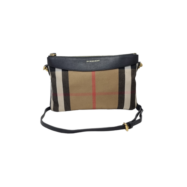 Burberry Peyton House Check Canvas Crossbody Ghw (Black)