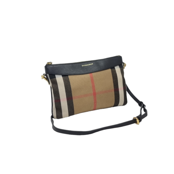 Burberry Peyton House Check Canvas Crossbody Ghw (Black)