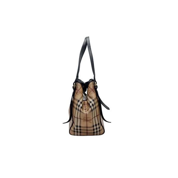 Burberry Haymarket Check Canterbury Canvas Hobo Bag Ghw (Dark Brown)