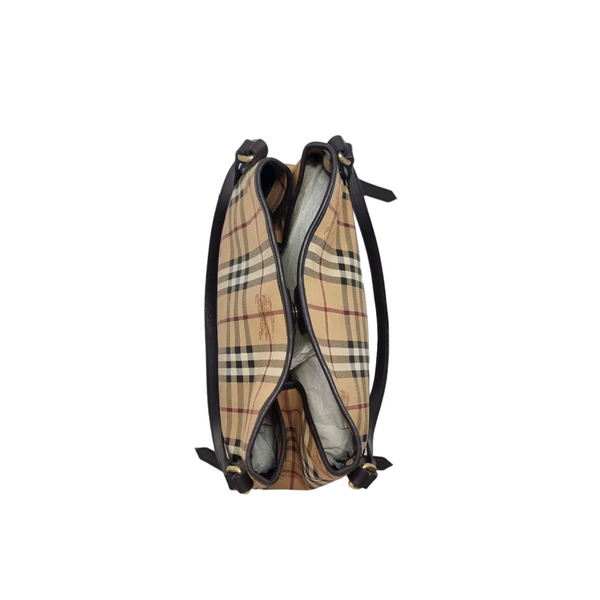 Burberry Haymarket Check Canterbury Canvas Hobo Bag Ghw (Dark Brown)