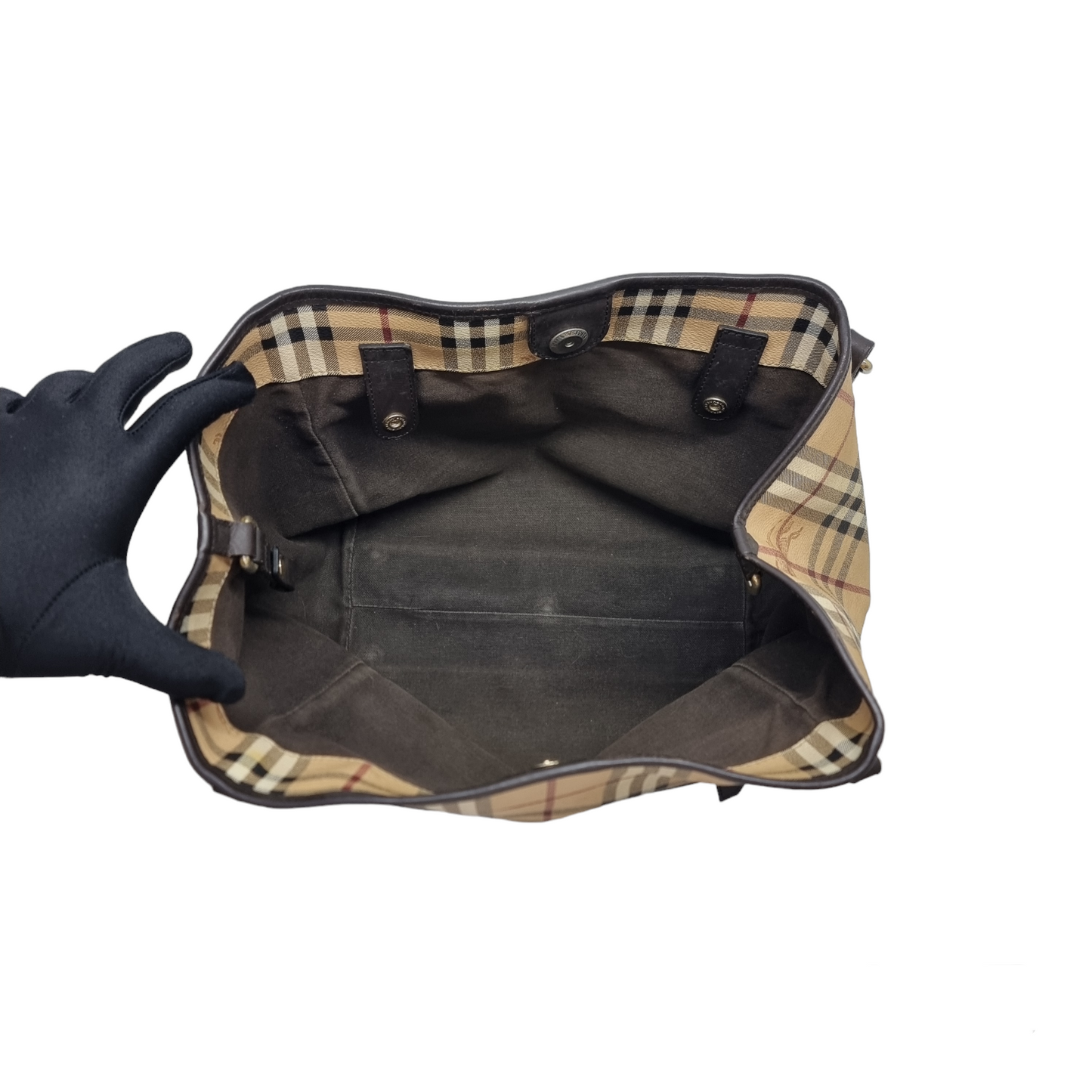 Burberry Haymarket Check Canterbury Canvas Hobo Bag Ghw (Dark Brown)