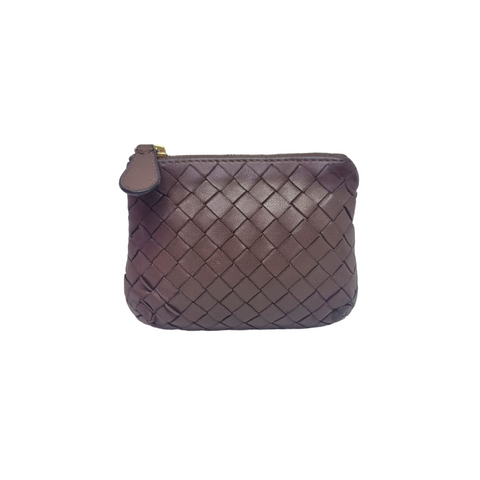 Bottega Veneta Coin Purse Intrecciato Leather Ghw (Brown)