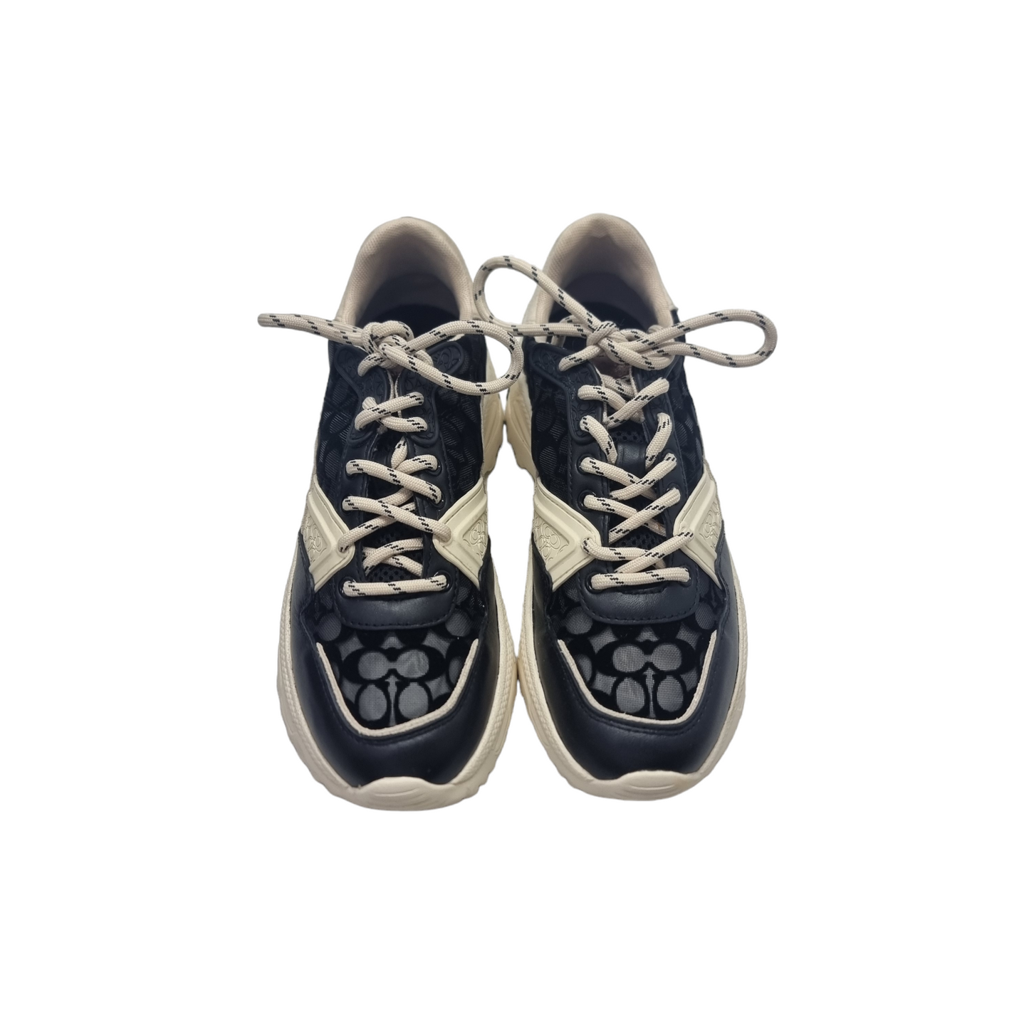 Coach Runner Signature Mesh Leather Sneakers (Black/Chalk)