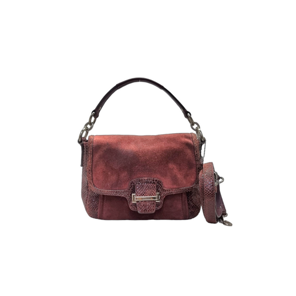 Coach Taylor Suede Exotic Leather Crossbody Shw (Bordeaux)