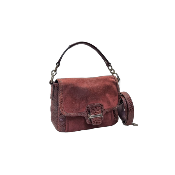 Coach Taylor Suede Exotic Leather Crossbody Shw (Bordeaux)