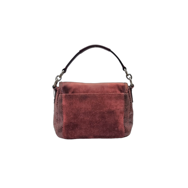 Coach Taylor Suede Exotic Leather Crossbody Shw (Bordeaux)