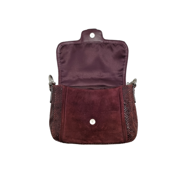 Coach Taylor Suede Exotic Leather Crossbody Shw (Bordeaux)