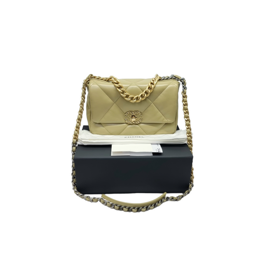 Chanel C19 Flap Small 26 Goatskin Leather 3 Tone Hardware (Pistacchio Green)