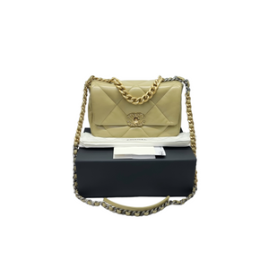 Chanel 19 Flap Small 26 Goatskin Leather 3 Tone Hardware (Pistacchio Green)