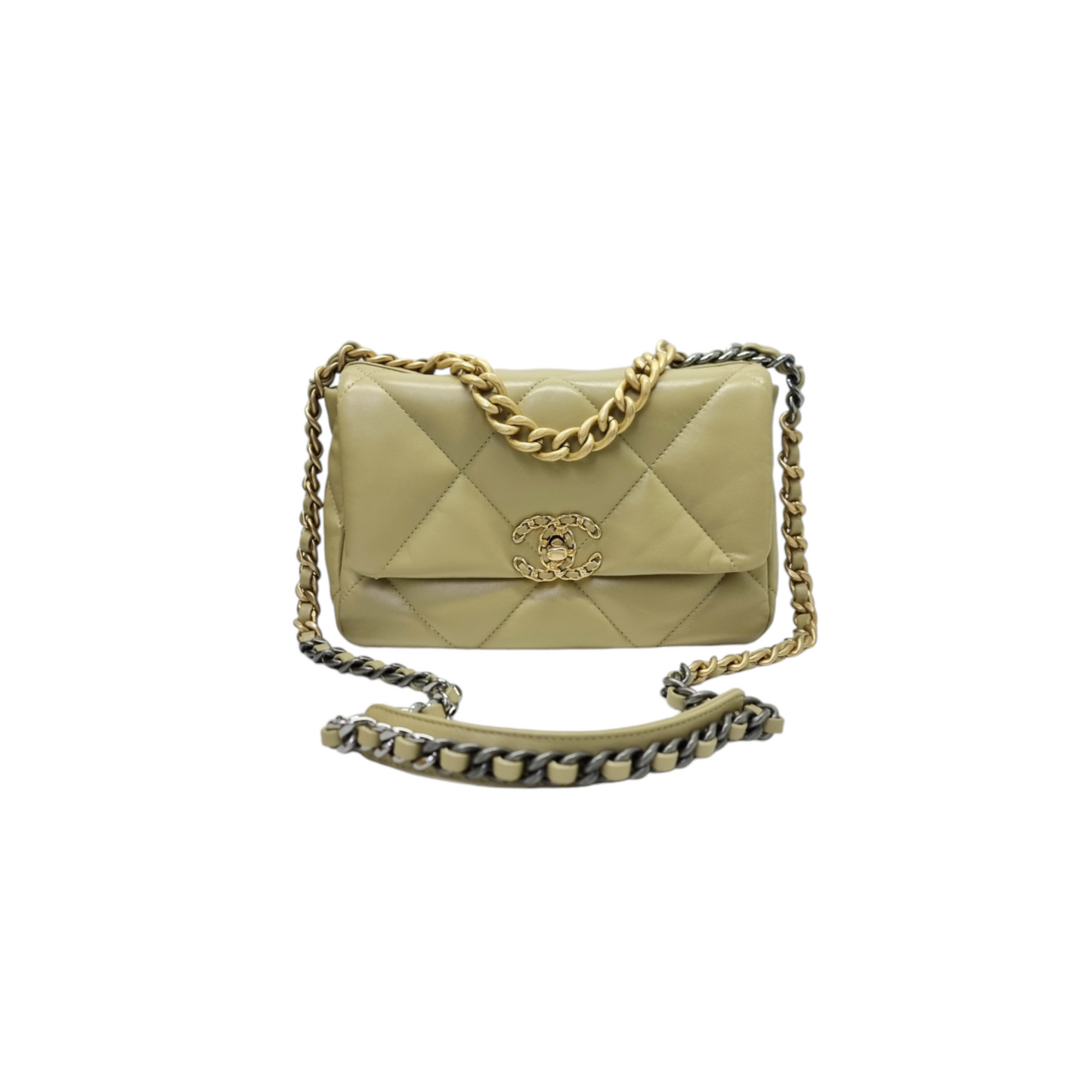 Chanel C19 Flap Small 26 Goatskin Leather 3 Tone Hardware (Pistacchio Green)