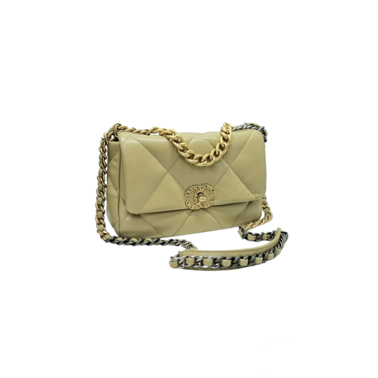 Chanel C19 Flap Small 26 Goatskin Leather 3 Tone Hardware (Pistacchio Green)
