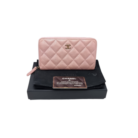 Chanel Zippy Wallet Iridescent Caviar Ghw (Pink)