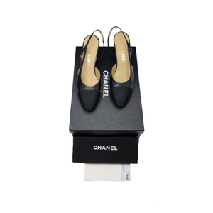 Chanel Slingbacks Goatskin & Grosgrain Leather (Black)