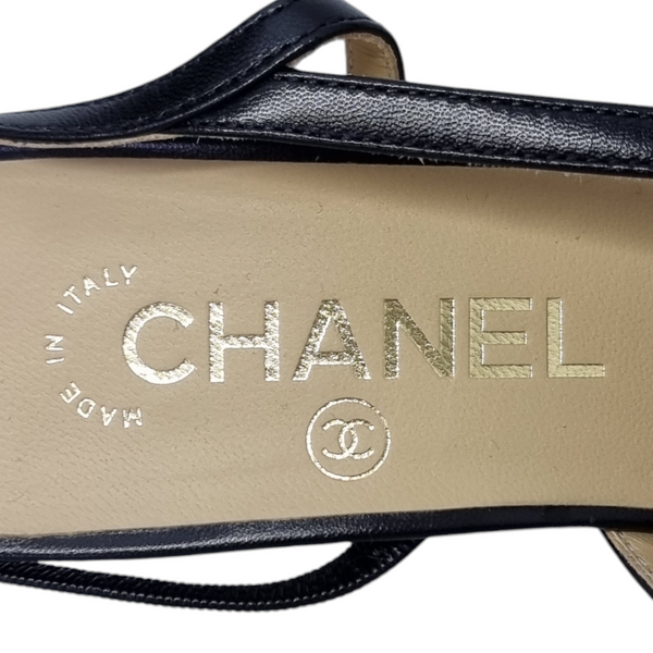 Chanel Slingbacks Goatskin & Grosgrain Leather (Black)