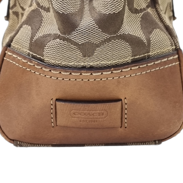 Coach Signature Hampton Canvas Shoulder Bag Shw (Khaki/Brown)