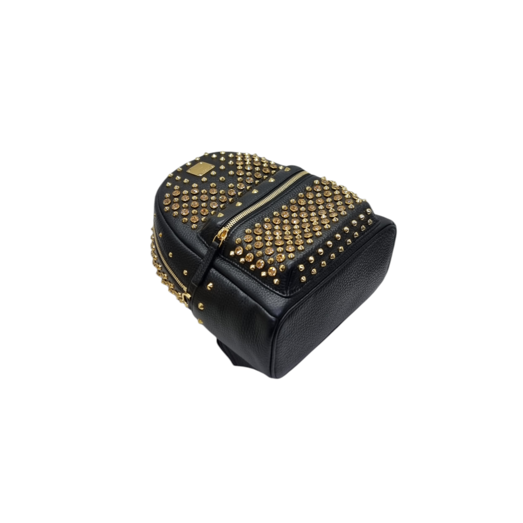 MCM Backpack Swarovski Crystal Studded Leather Ghw (Black