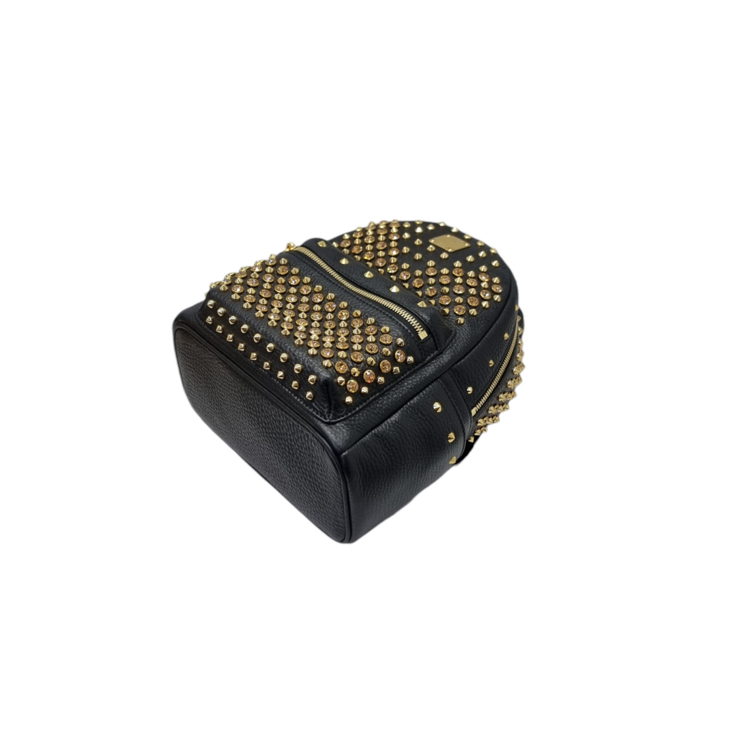 MCM Backpack Swarovski Crystal Studded Leather Ghw (Black)