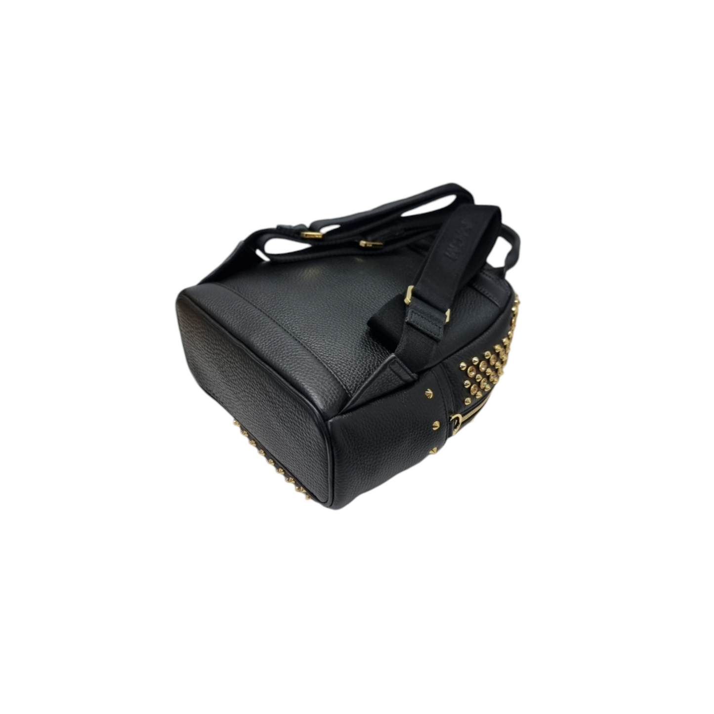 MCM Backpack Swarovski Crystal Studded Leather Ghw (Black)