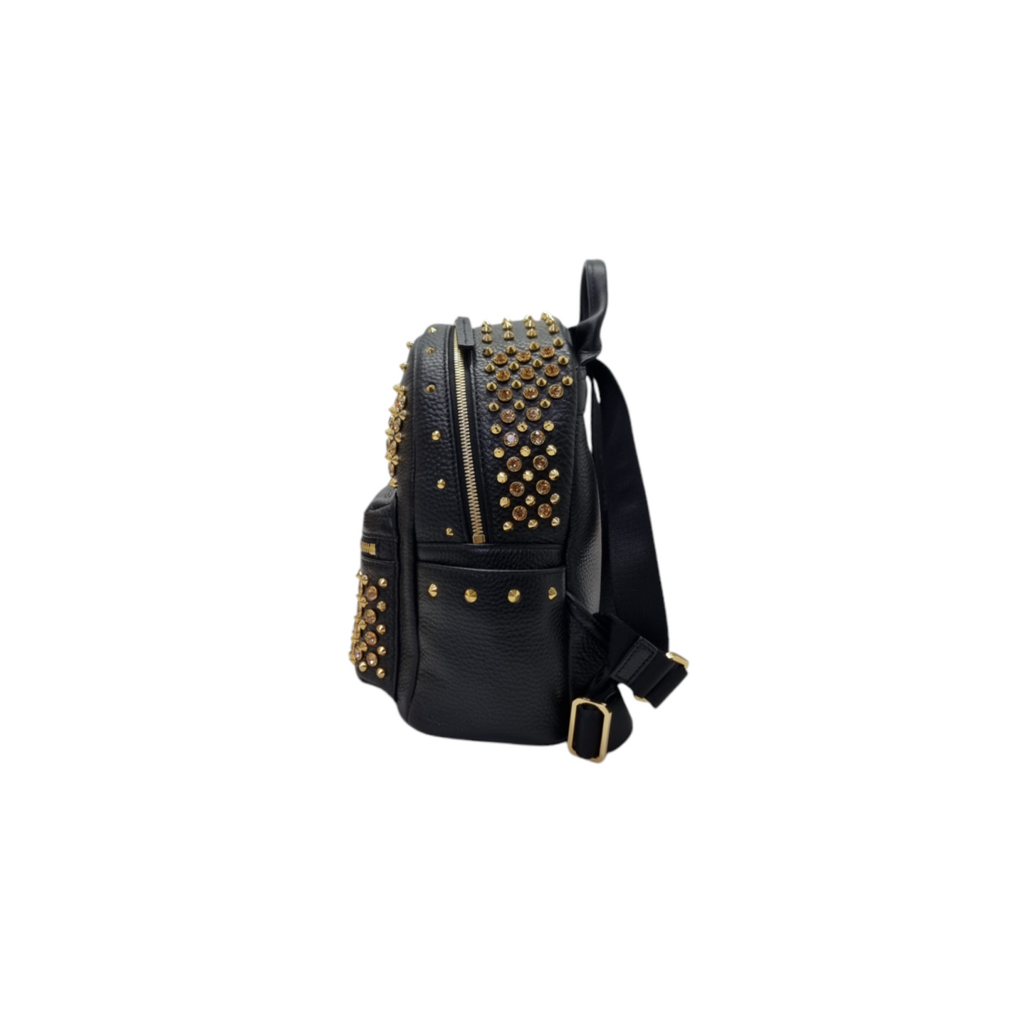 MCM Backpack Swarovski Crystal Studded Leather Ghw (Black)