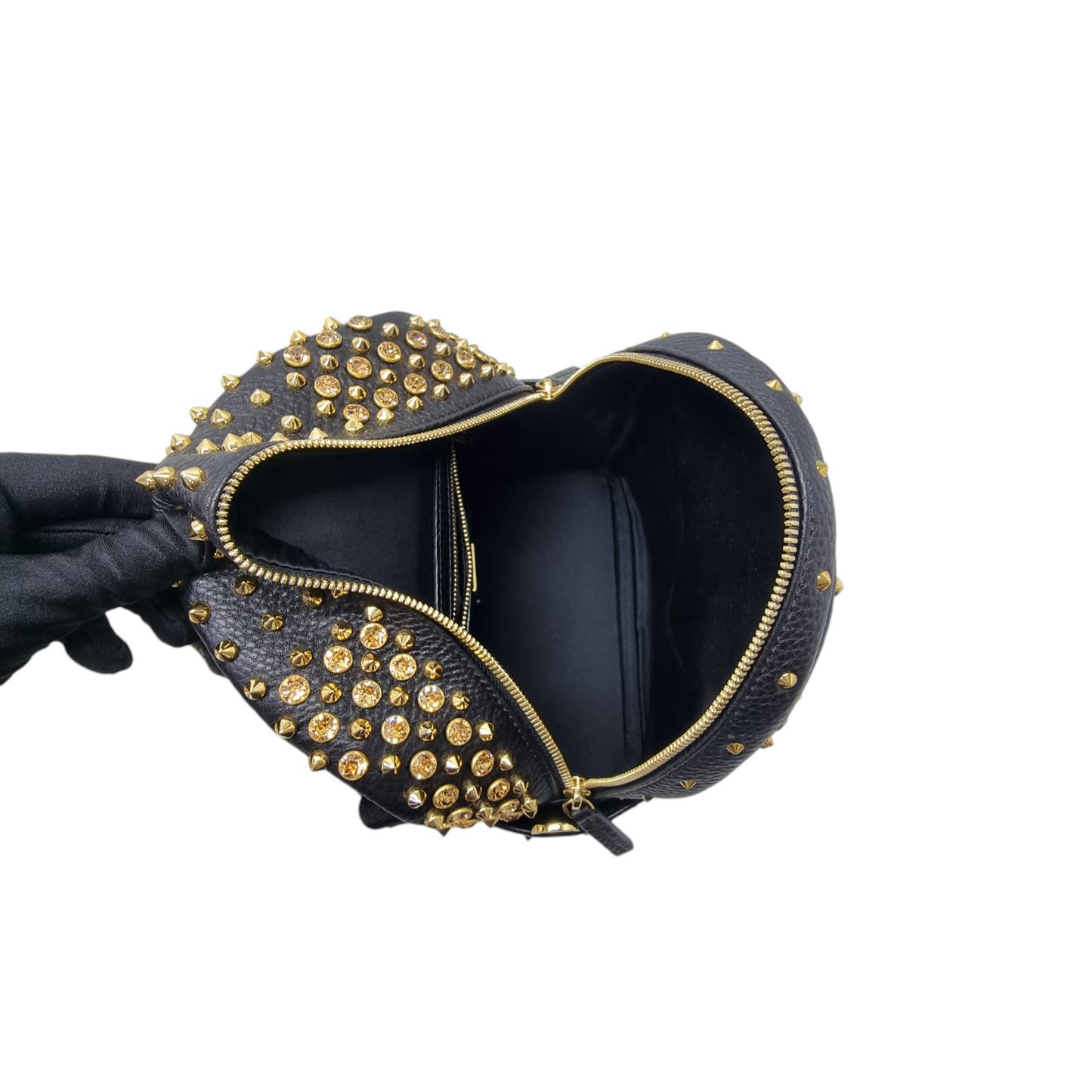 MCM Backpack Swarovski Crystal Studded Leather Ghw (Black)