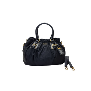 Prada BR4259 Nylon Jacquard Logo Tote Ghw (Black)